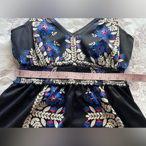 Rampage Satin Floral Shirred Babydoll Peplum Top Small Y2K Office Siren Fairy - Picture 7 of 9